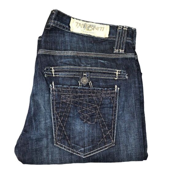 TAVERNITI So Embroidered Jeans Size 34 Blue By Jimmy Taverniti - Picture 1 of 11